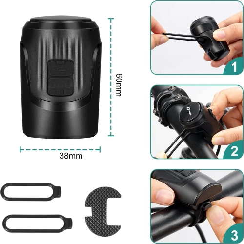 Timbre electrónico para bicicleta con alarma 125 dB | Timbre impermeable con función de alarma antirrobo | EH-128