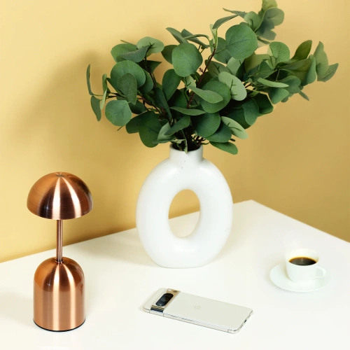 Draadloze nachtlamp met ingebouwde 2000 mAh-batterij | Moderne tafellamp met instelbaar vermogen en lichtkleur | YG-D019-Koper