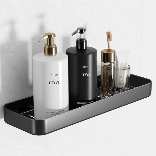 BSU-L60CM-B | Bathroom shelf above the washbasin | length 60 cm | shower tray | Black