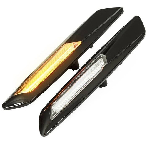 PLCBD004B | LED side direction indicator lamps | clear diffuser, black housing | non-dynamic | BMW E90 E91 E92 E93, E60 E61, F10, E81 E82 E87 E88