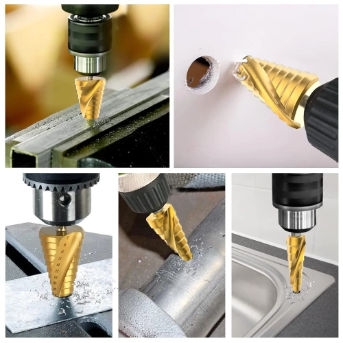 SDS-3PCS-GOLD | Набір з 3 конічних свердел | Ступінчасті свердла HSS