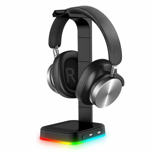 HS-D9-NEGRO | Soporte para auriculares | soporte, gancho, colgador de auriculares | Iluminación RGB