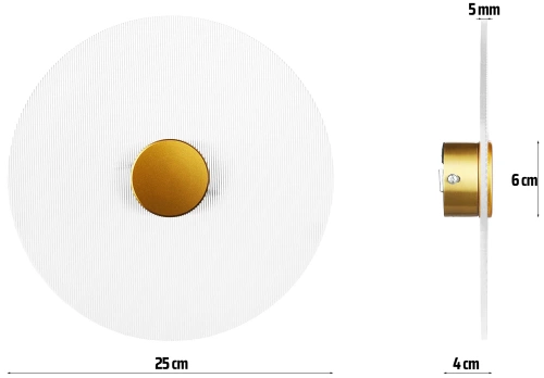 WLB-D250 | Round wall lamp ⌀25 cm | A modern wall lamp with a grooved shade