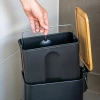 GY-TC5L | Papelera de baño | rectangular, cubierta de bambú, pedal | 5 litros, negro