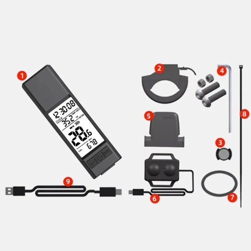 3-in-1 LED bike light 450 lm | Computer that measures speed, distance, and time | Strong lighting with sound signal | MBLBD-3201
