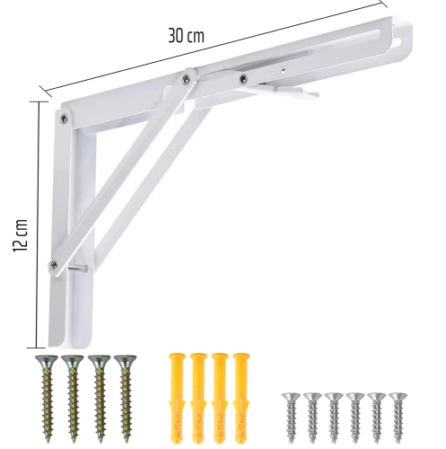 FB-A30CM-BIANCO| Portaripiano | Reggimensola pieghevoli | Supporti pieghevoli per mensole e piani di lavoro