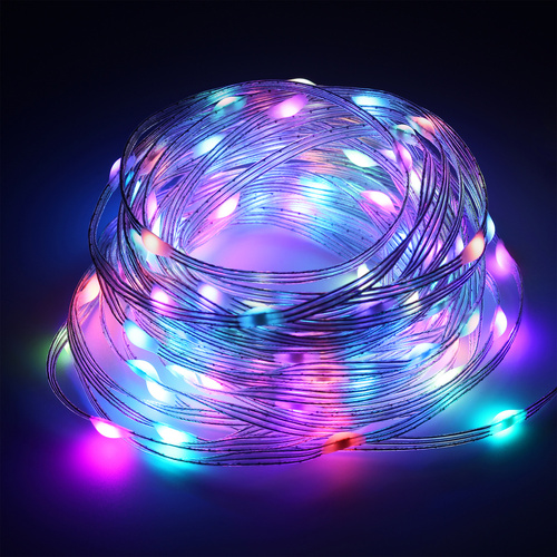 ASF-RVB-5M | Bande LED WS2812B RGBIC 5m | Néon, guirlande lumineuse | Télécommande IR, Bluetooth, IP65, USB