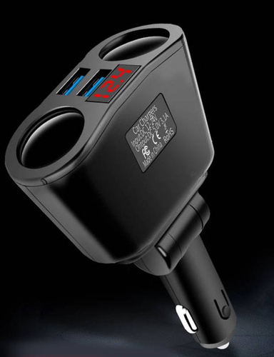 C10 | Cigarečių degiklio lizdo skirstytuvas su 2 USB 3.1A prievadais | voltmetras