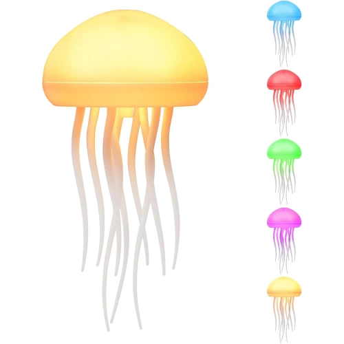 Nattbordslampe medusaeffekt med LED RGB, bevægende tentakler og lydsensor | USB-C 1.000 mAh | JF-125-TSP