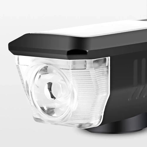 Luce solare per bicicletta con potente LED da 350 lm, clacson da 120 dB e ricarica USB/solare | Luci per bicicletta con clacson | QX-LY-17