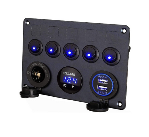  Control panel with illuminated switches | Dual USB charger 2.1A / 5V | 12V cigarette lighter socket 