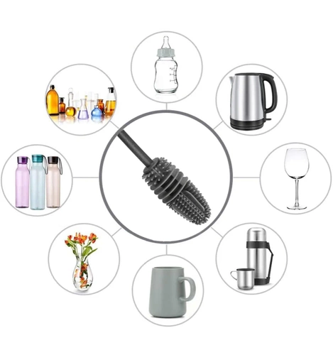 TLH-012-GRAY | Long silicone bottle washing brush | Glass washer