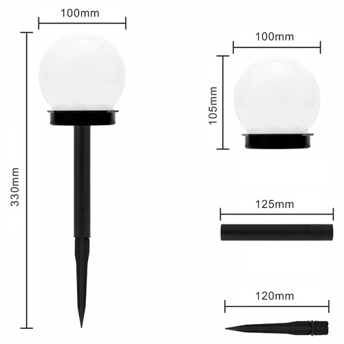 YNG-105-WC | Lampada solare da giardino sfera bianca 10cm