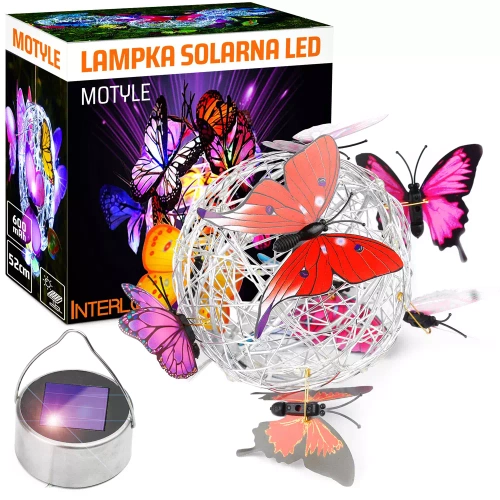 FLD-06-C | Zahradní solární lampa LED Butterflies Sphere závěsná | 52 cm, 600 mAh