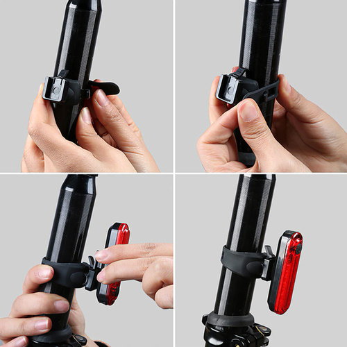 BL056 | Feu arrière de vélo à LED | 5 diodes, 4 modes d'éclairage, 50lm, batterie intégrée