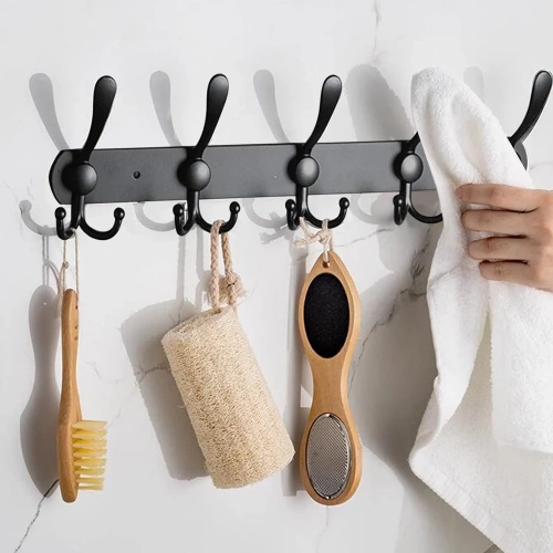 DSW-H05-ZWART | Metalen kleerhanger | Handdoekhouder | Wandhanger | Kledinghaak