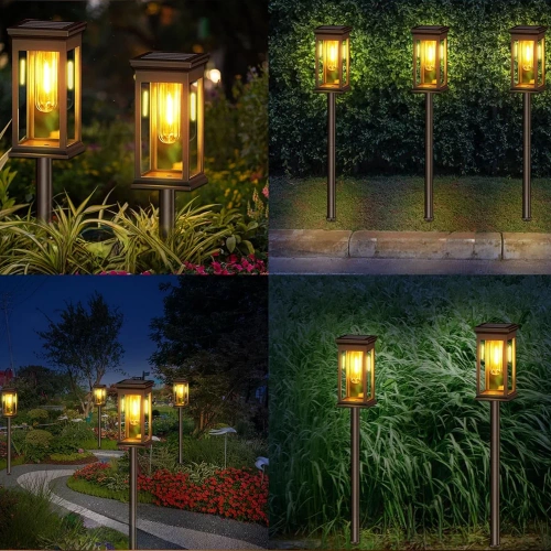 HK-115A | |2 x LED-tuinlamp op zonne-energie | Gedreven paal 60 cm