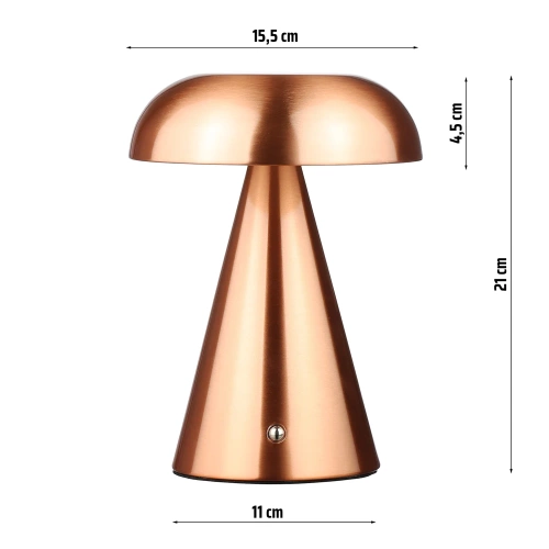 HJA24-COBRE | Lámpara de mesa con batería incorporada | Lámpara de noche con tres colores de luz | Lámpara atmosférica para hotel o restaurante.