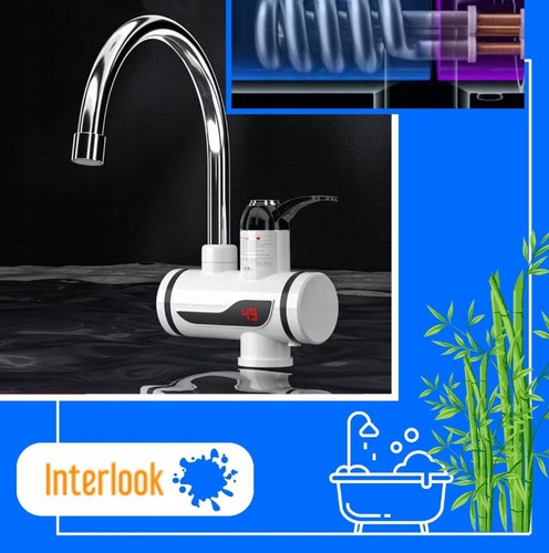 RX-018D | Rubinetto elettrico con funzione doccia | riscaldamento | regolabile | riscaldatore istantaneo con microtelefono | Bianco