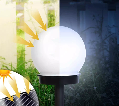 YNG-105-WC | Garden solar lamp white ball 10cm