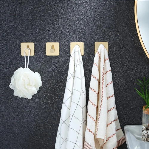 BXG-4PCS-GOLD | Златна кука за дрехи, кърпи, хавлии | Самозалепваща се поставка за кухненски принадлежности