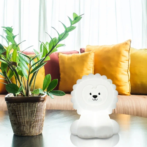 Lampă de noapte LED pentru copii cu difuzor Bluetooth Lion | Lampă de noapte USB tactilă din silicon pentru copii | JS-L8L-330