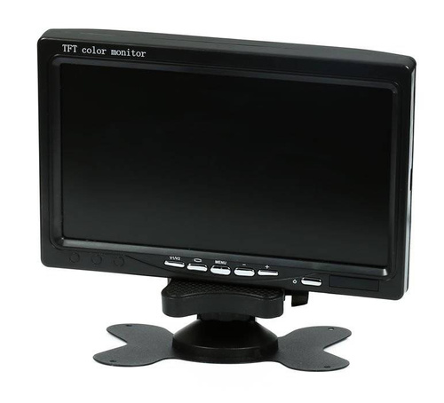 2 em 1 | PZ607 PZ470 | Conjunto 12/24V - câmera de ré 18IR 12-24V com monitor LCD TFT de 7" com controle remoto + cabo AV RCA de 10m