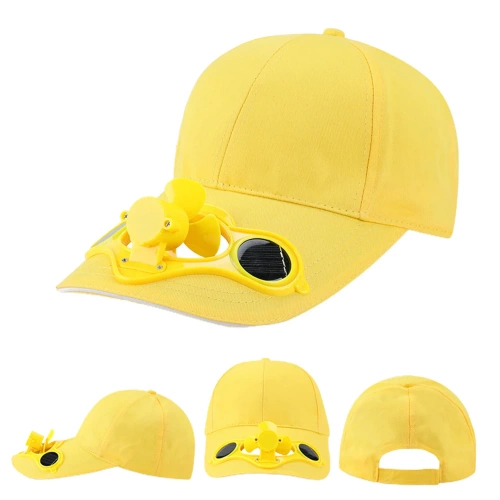 SFH-8934-YELLOW | Solar hat with windmill | Baseball cap with a built-in fan | Cooling cap