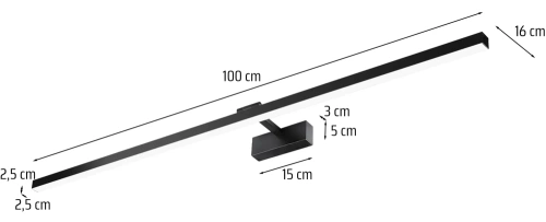 MIH-100CM | Sieninis šviestuvas virš veidrodžio | Vonios apšvietimas | Lempa, lempa virš paveikslo