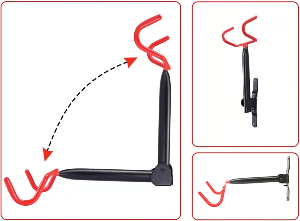 Esquema técnico mostrando o mecanismo de dobragem do suporte para a posição vertical