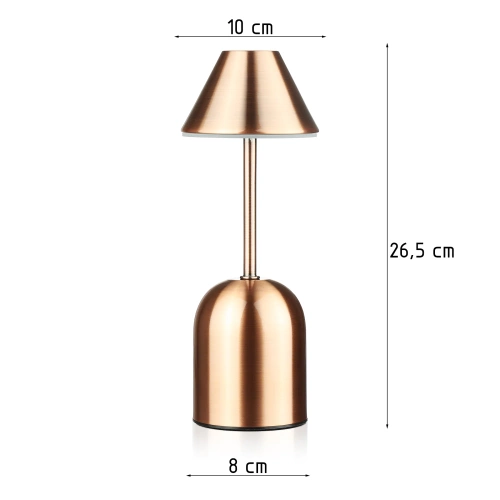 Lampada notturna senza fili con batteria integrata da 2000 mAh | Lampada da tavolo moderna con potenza e colore della luce regolabili | YG-D020-Rame