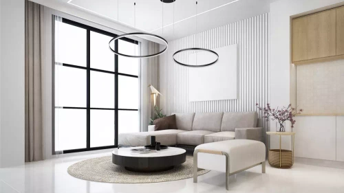 RLK-C02-38W-B | Dvoudílná moderní závěsná lampa | LED | Černá