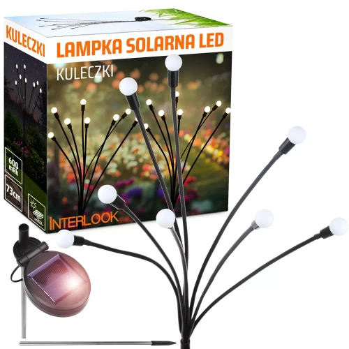 FLD-01-W | Lampada solare da giardino a sfere a LED | 73 cm, 600 mAh