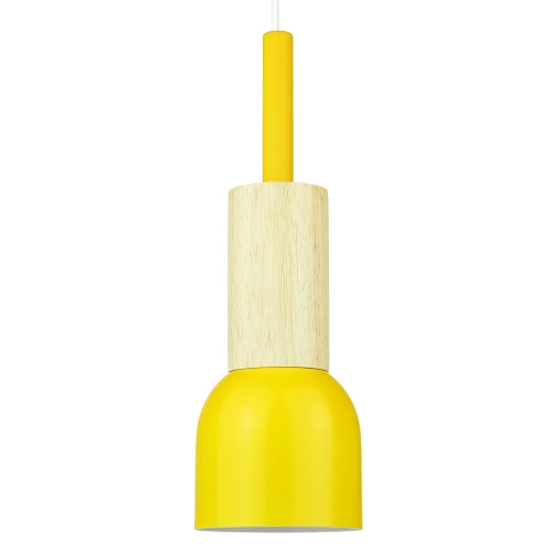 Pendellampe med træelement | minimalistisk loftslampe i skandinavisk stil med E27 fatning til stue, soveværelse | gul | YG-XD002C-Y