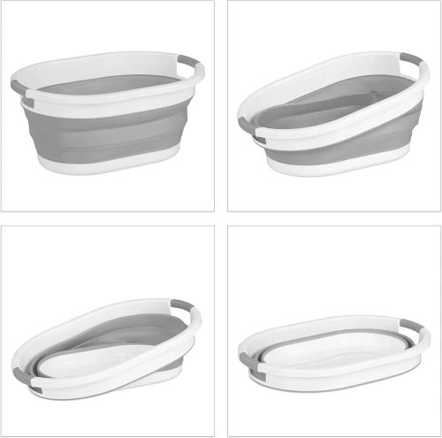 XJP-40L-GRIGIO | Ciotola pieghevole in silicone. Per il lavaggio