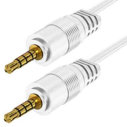 AC-1-1M-Weiß | Aux Kabel & Klinkenkabel 3,5 mm mit Vergoldete Anschlüsse