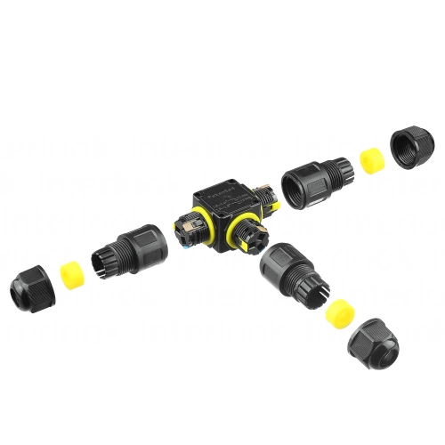 Conector cablu etanș IP68 | mufă derivatie automată tip T 3 pini 450 V 24 A pentru cabluri 4–11 mm | M684-T