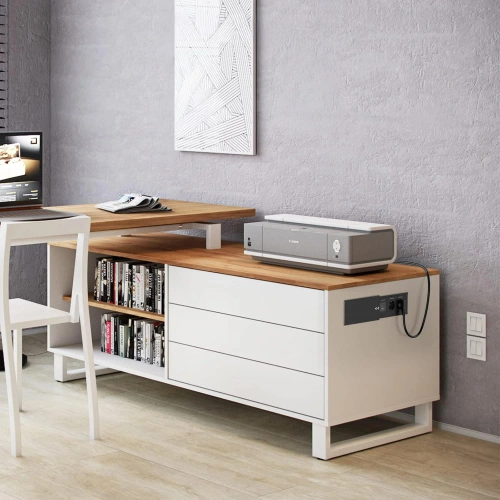 Presa da incasso per piano con coperchio scorrevole | doppia presa di corrente con caricatore USB PD | nero | JX-S328-BLACK