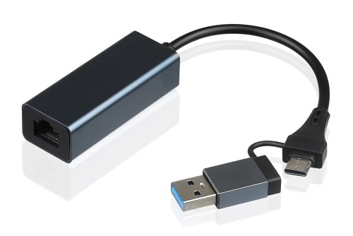 JC-WK03-GRIS | Carte réseau Ethernet USB 3.0 | Adaptateur 2en1 | Adaptateur USB-C