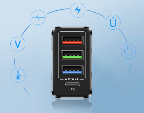 CA-060 | Vægoplader med 3 USB-porte og PD-port (USB-C)