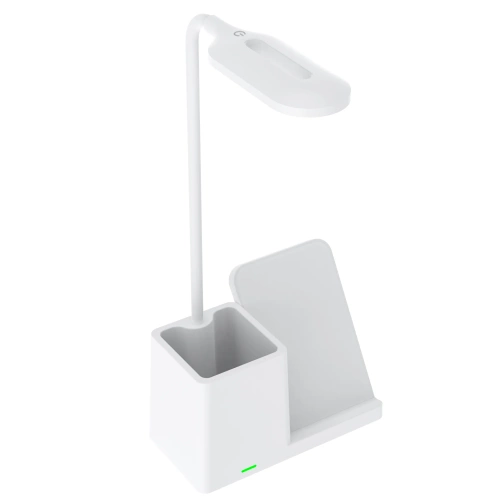 Smart LED-skrivebordslampe med trådløs Qi-opladning | 3-i-1-skrivebordslampe med organizer og oplader | Moderne studielampe med organizer | MD-K5-15W