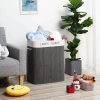 ZYL-100L-GRIGIO | Cesto per la biancheria grigio | Contenitore per giocattoli in bambù | Cesto porta abiti in legno | Portabiancheria a due scomparti per il bagno