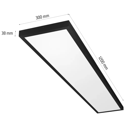 LED mennyezeti panel | Felületre szerelhető plafon 120x30cm | 60W, 6000lm | fekete