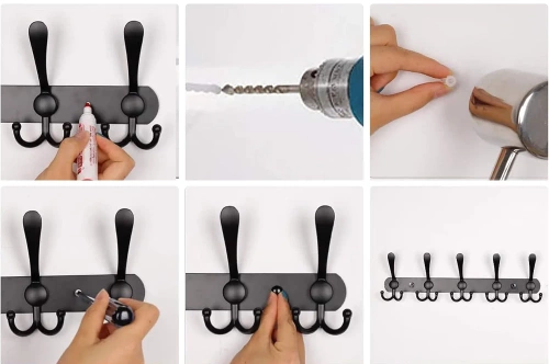 DSW-H05-NEGRO | Percha metálica | Toallero | Percha de pared | Gancho de ropa