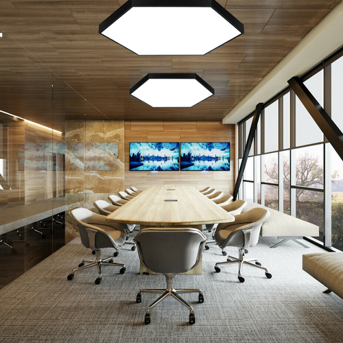 LPL-003 | Lampada da soffitto a sospensione a LED 100W | esagono intero | alluminio | CCD non lampeggiante | Φ100x6