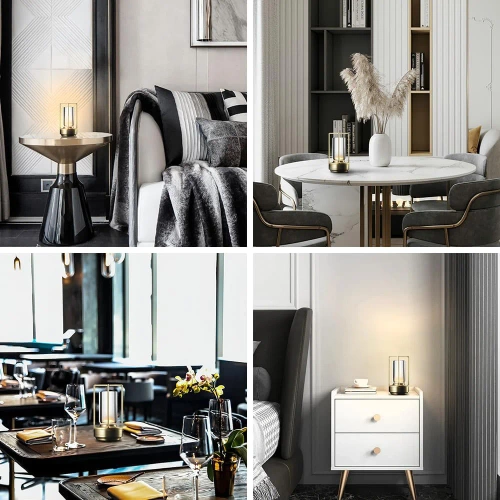 LED-Tischleuchte für Camping | integrierter Akku 2.000 mAh, Touch-Bedienfeld, 3 Lichtfarben, dimmbar | gold | HJA27