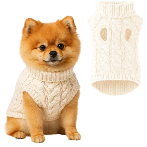 Maglione in maglia morbida ed elastica per cane o gatto | taglia S | bianco | PET-014S-White