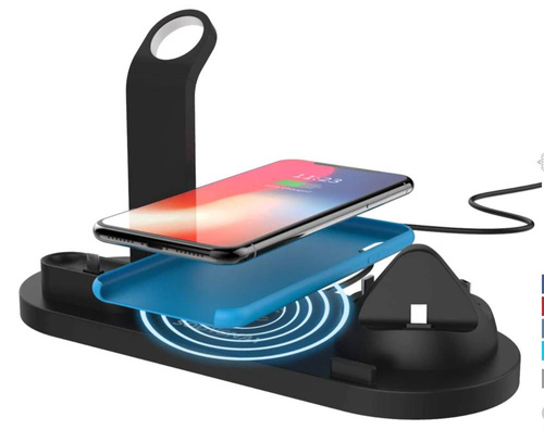 WD-02 | QI docking station for Apple iPhone Airpods Watch | 15W wireless charger | 3 plugs - USB-C / Lightning / Micro USB charger