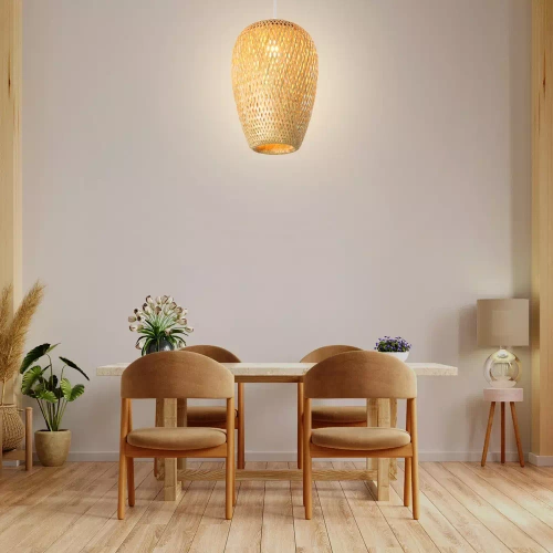 Candeeiro suspenso feito à mão em bambu | BOHO | Lustre chinês