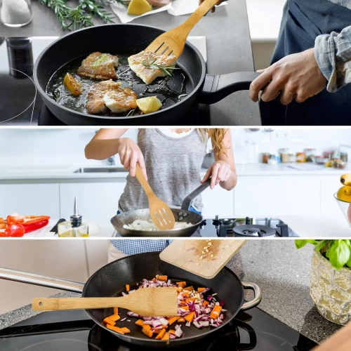 BRS-5in1-BAMBOU | Ustensiles de cuisine en bambou avec support